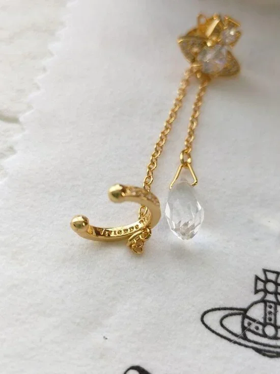 Vivienne Westwood Earrings Pierced HENRIETTE Drop Gold - Picture 4 of 7